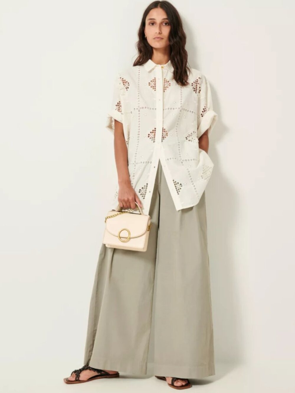 NWT SESSUN Ridye Wide Leg Pants in Sauge Size 38